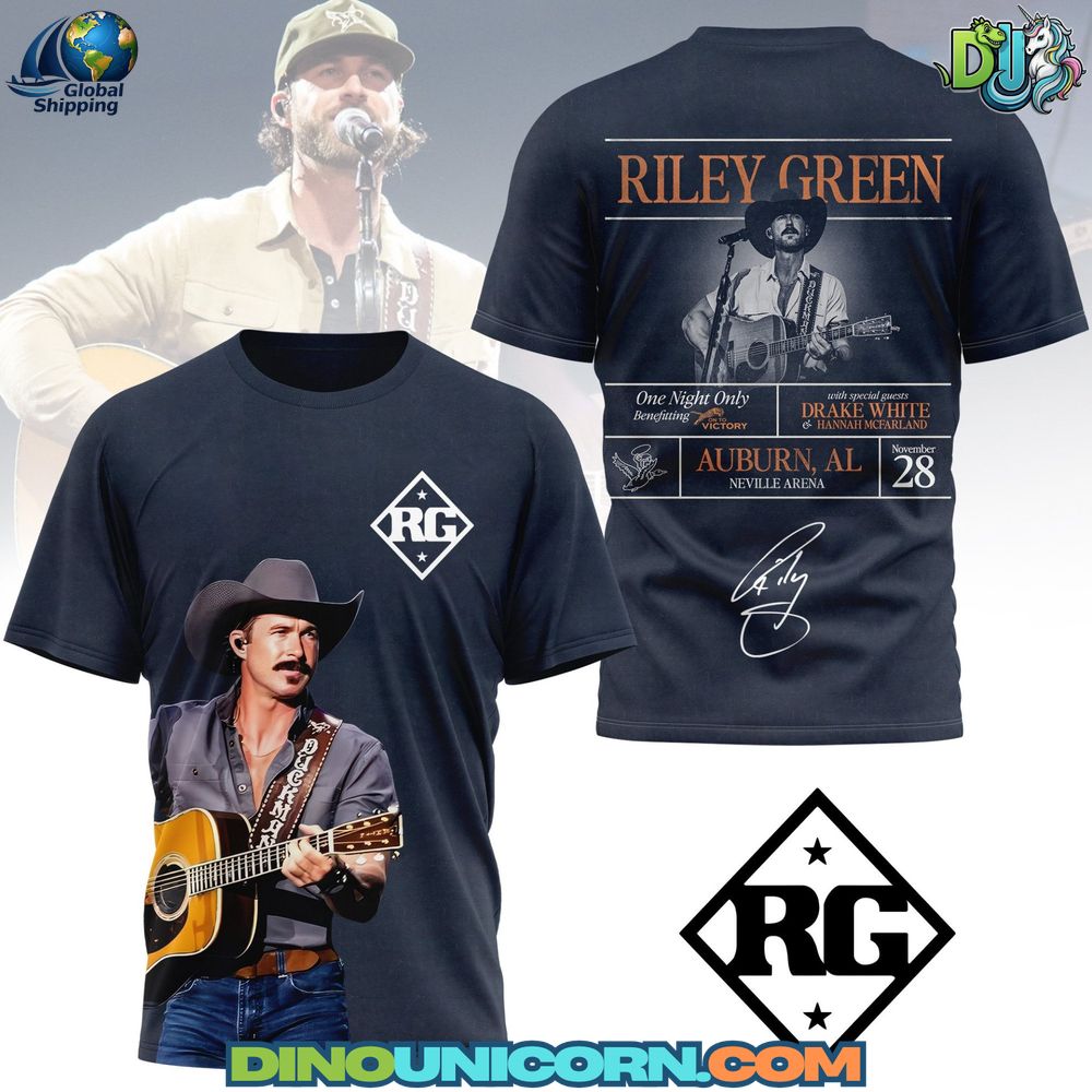 Riley Green Tshirt Vintage-style Riley Green T-shirt with rustic country western graphic inspired by concert posters and southern music aesthetics.