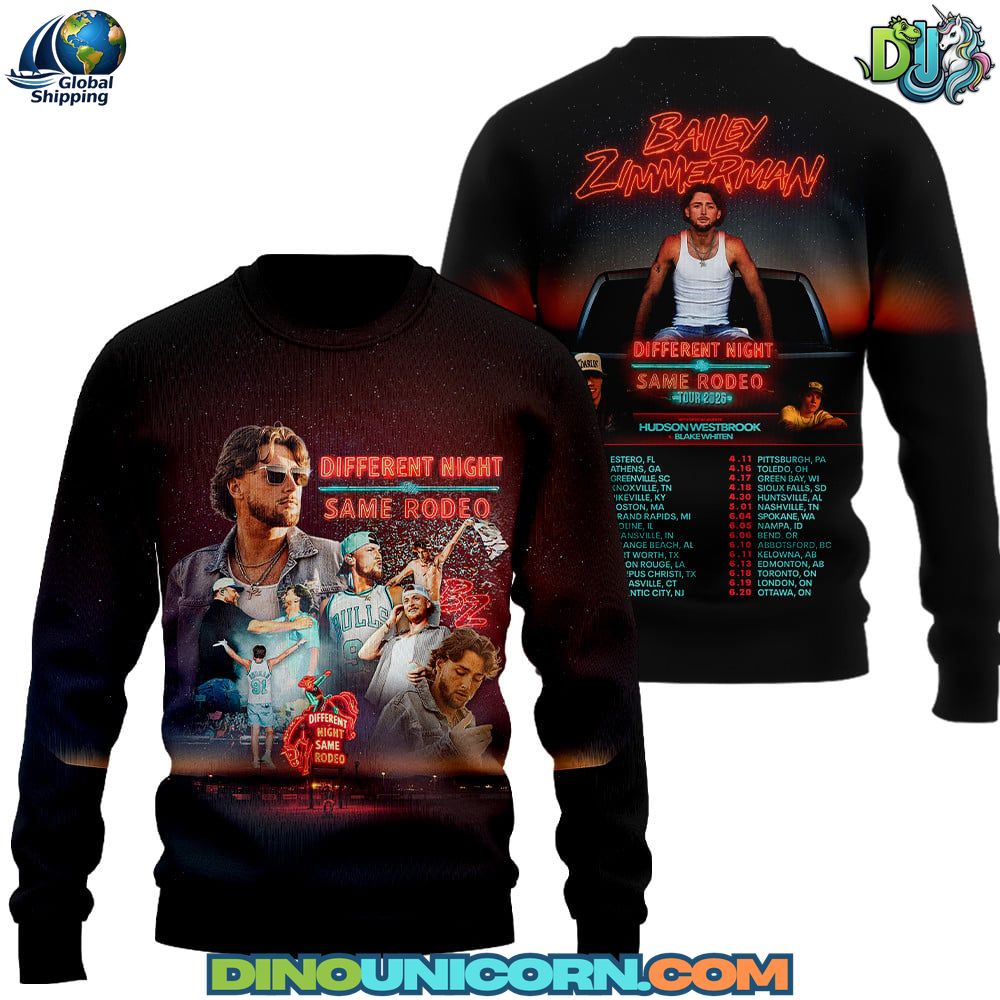 Bailey Zimmerman Different Night Same Rodeo Tour T-shirt Bailey Zimmerman Different Night Same Rodeo Tour T-shirt