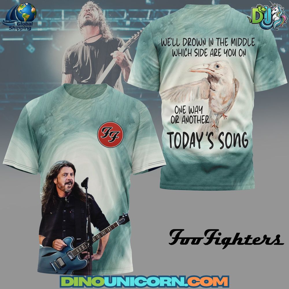 Foo Fighters Tshirt Foo Fighters T-shirt featuring ocean swirl graphic, lyric-inspired artwork, and iconic band logo in a premium rock band merchandise design.
