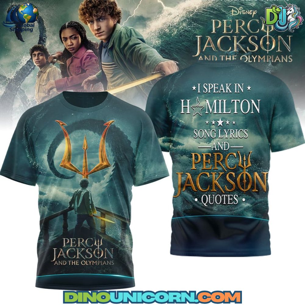 Percy Jackson and the Olympians Tshirt Percy Jackson and the Olympians T-shirt with trident graphic, unisex dark fantasy fandom shirt inspired by Greek mythology and the Disney Plus series.