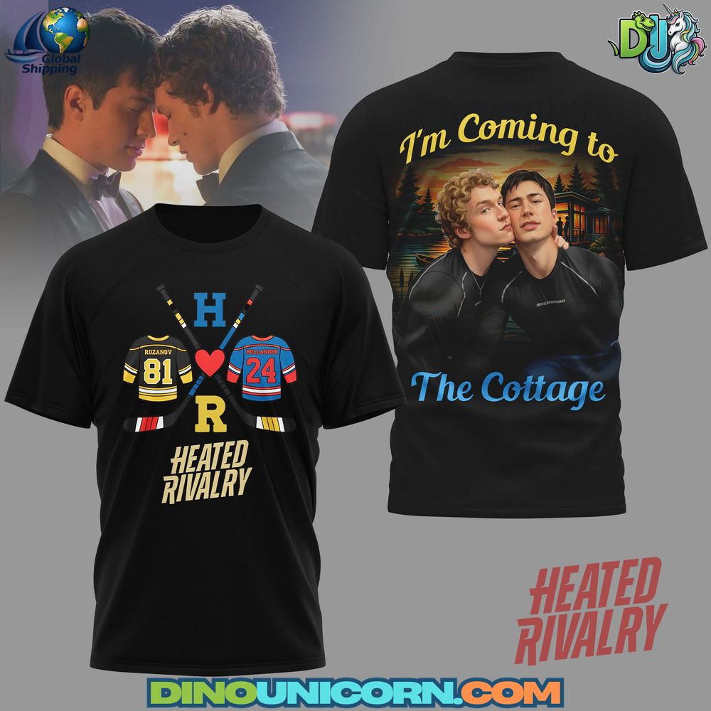 Heated Rivalry Tshirt Heated Rivalry t-shirt featuring a gay hockey couple illustration, queer romance design, and sports romance graphic inspired by the Heated Rivalry novel.